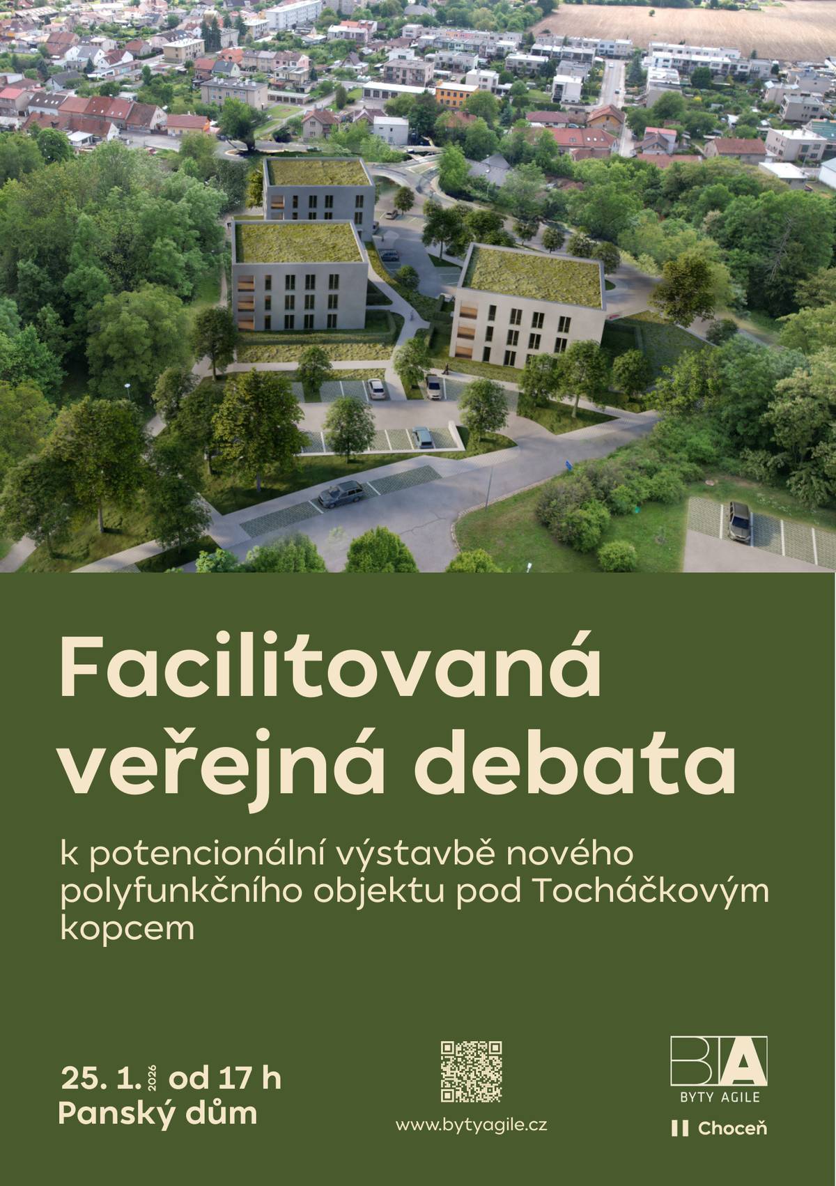 Zveme na facilitovanou veřejnou debatu k potencionální výstavbě nového polyfunkčního objektu pod Tocháčkovým kopcem.