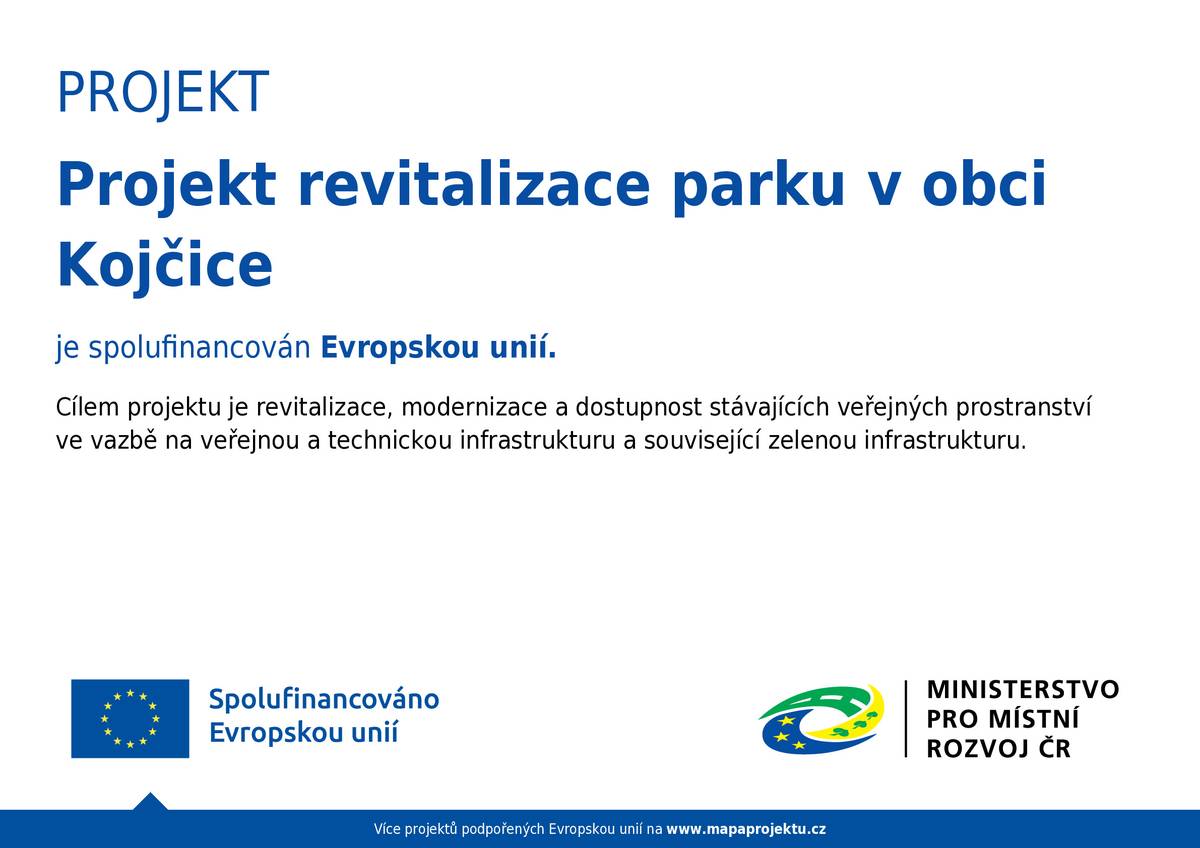 Revitalizace parku v obci Kojčice realizovaná v roce 2025.
