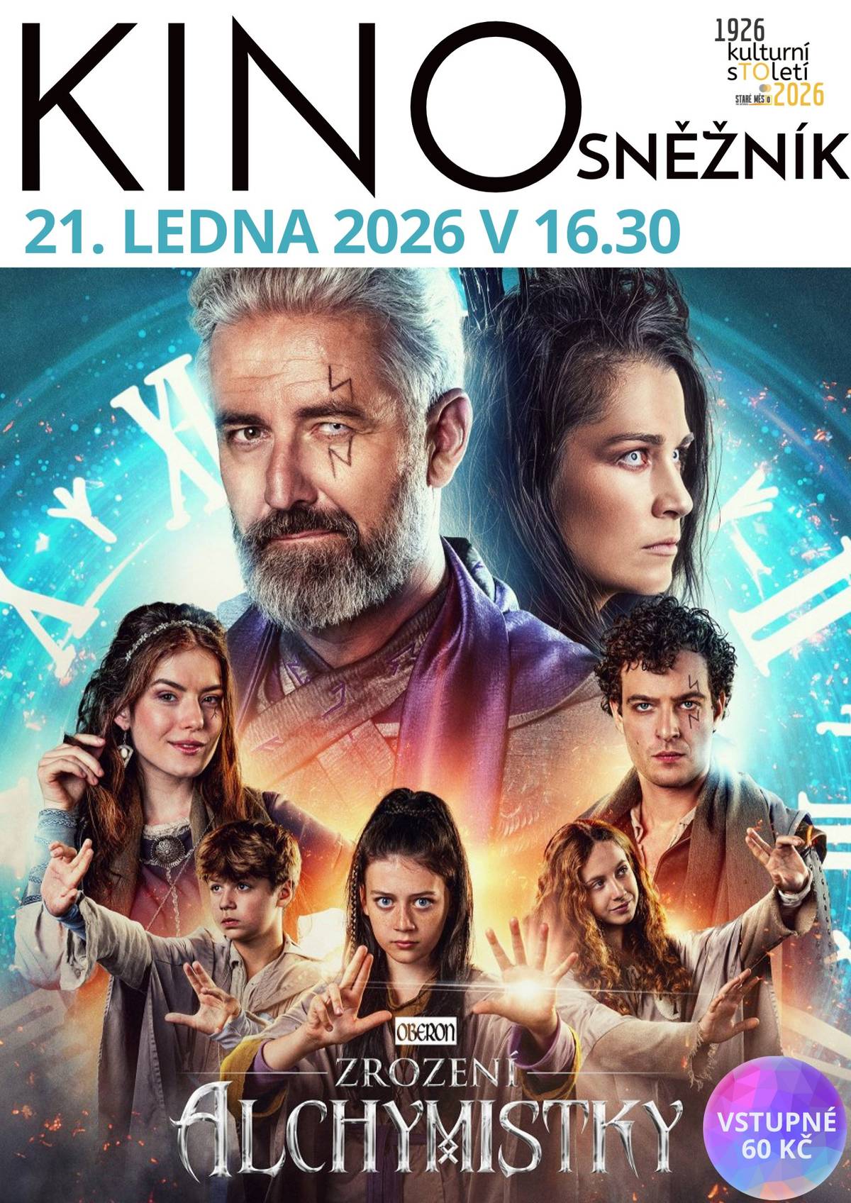 Venku mrzne až praští, polární záře je momentálně za námi, tak co si užít kouzlo jinak? Třeba v kině Sněžník se skvělým českým rodinným filmem plným magie a kouzel Zrození alchymistky! Navštívíme v něm s mladičkou Arianou školu alchymistů, potkáme čarodějnici Muriel i skvělého čaroděje Archivalda. A o akci a magii nebude nouze! Hrajeme od 16.30. Vstupné je 60 Kč.