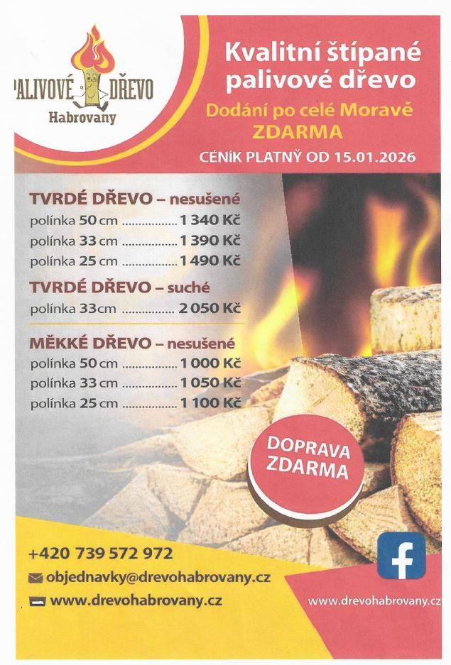 Společnost DŘEVO HABROVANY nabízí občanům dodání štípaného palivového dřeva s dopravou zdarma a rychlým dodáním. Objednávejte na telefonním čísle :  739 572 972, nebo na www.drevohabrovany.cz