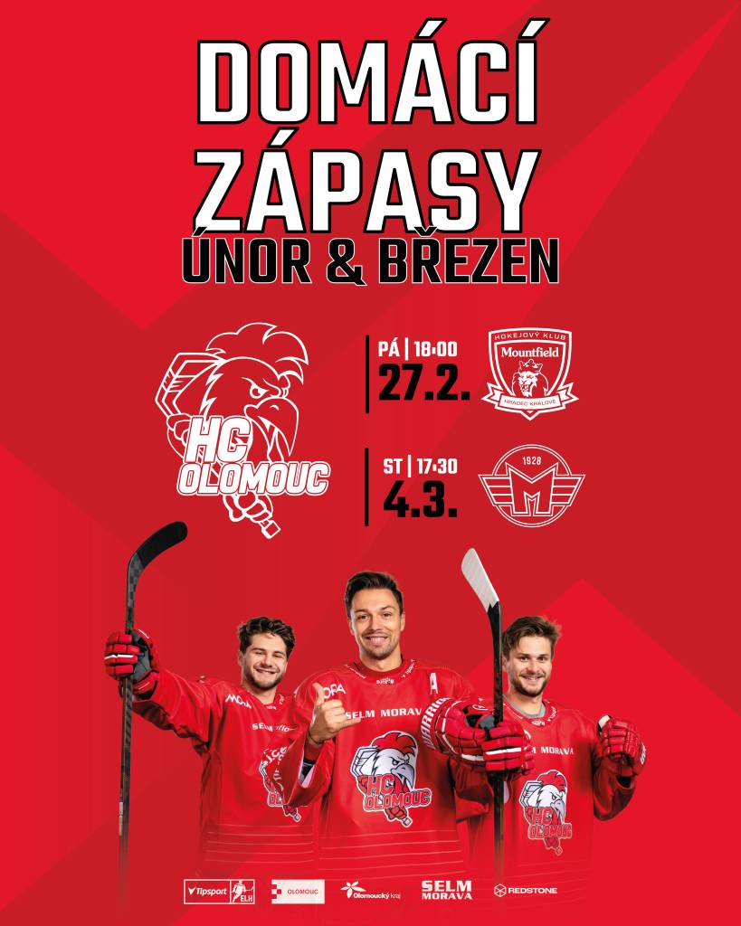 Hokejový klub vás srdečně zve na domácí zápasy, které se konají v únoru a březnu. První zápas se bude konat v pátek 27. února 2026 od 18:00.