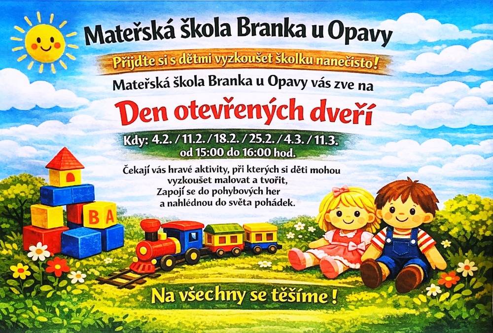 Přijďte si s dětmi vyzkoušet školku nanečisto...