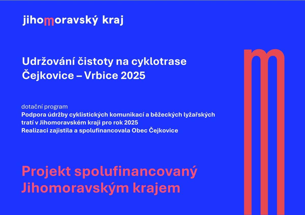 UDRŽOVÁNÍ ČISTOTY NA CYKLOTRASE ČEJKOVICE - VRBICE 2025
