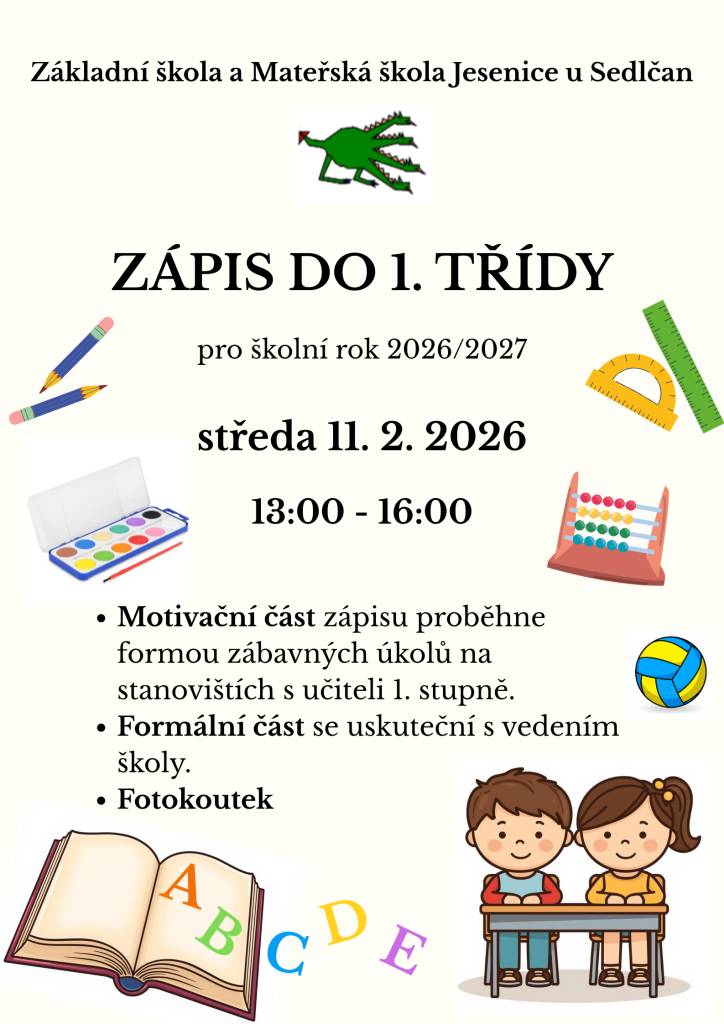Informace k zápisu do 1. třídy na nový školní rok 2026/2027