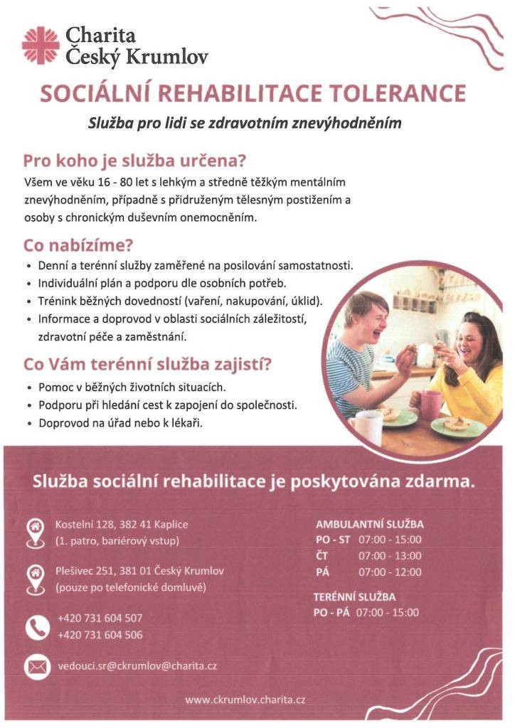 Sociální rehabilitace tolerance - služba pro lidi se zdravotním znevýhodněním