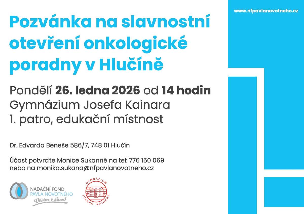 V pondělí 26. ledna 2026 proběhne otevření onkologické poradny Nadačního fondu Pavla Novotného v Hlučíně. ❤️    #hlucin #mestohlucin #onkologickaporadna