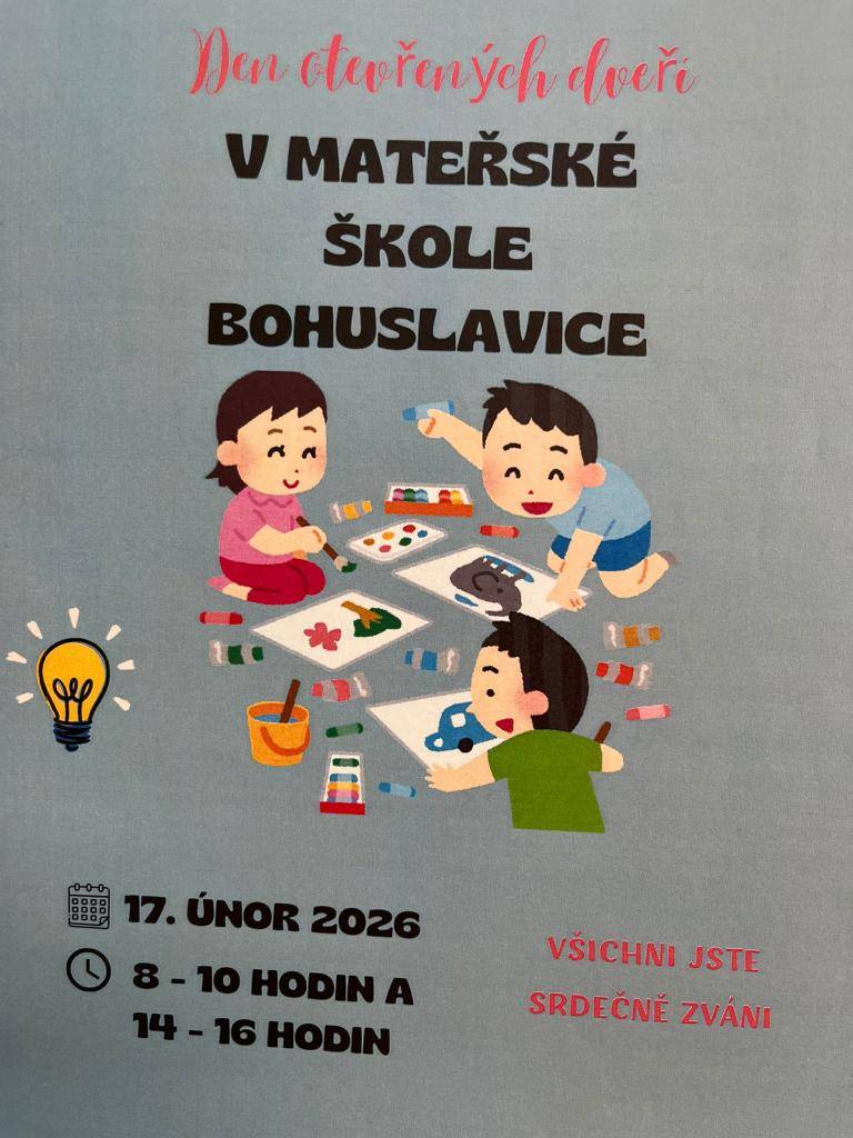 Den otevřených dveří se koná dne 17.3.2026 od 8-10 hod. a 14-16 hodin.Těšíme se na Vás.