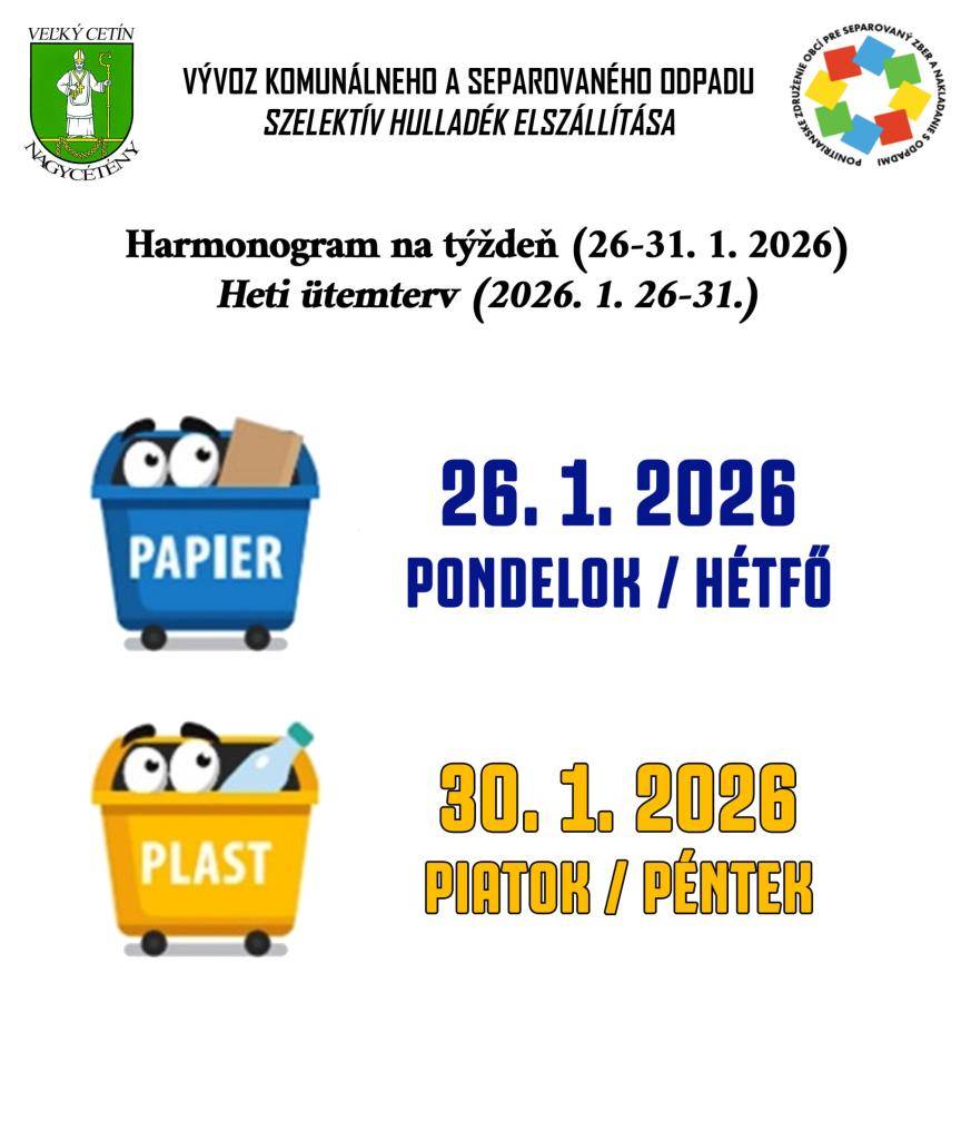 Harmonogram na týždeň (26-31. 1. 2026)