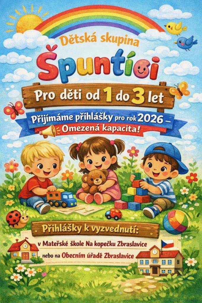 Skupina je určena pro děti od 1-3 let věku dítěte. Více info na letáku níže.