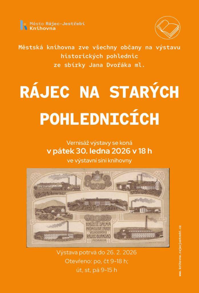Městská knihovna Rájec-Jestřebí zve všechny občany na výstavu historických pohlednic ze sbírka Jana Dvořáka ml.