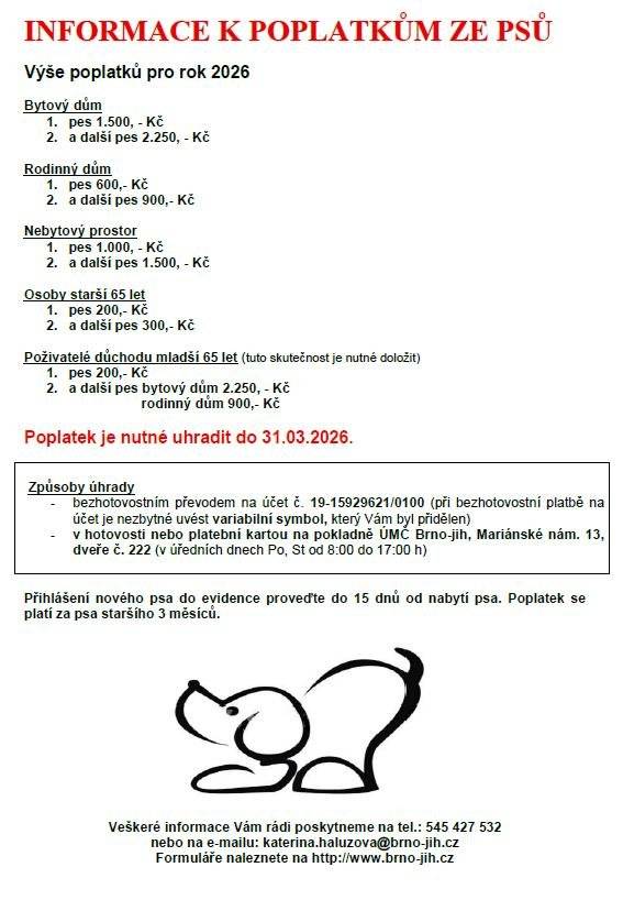 Informace pro všechny držitelé psů z naší městské části.