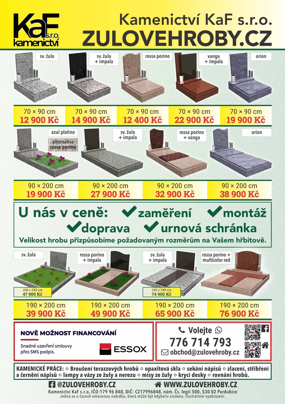 *Informujeme občany, že obchodní zástupce firmy Kamenictví KaF s.r.o. a Žulovéhroby.cz  bude v pondělí 2. 2. a 16. 2. v 14:30 – 14:50 na hřbitově v Ronově nad Doubravou přijímat objednávky k opravám hrobů. Poskytujeme veškeré kamenické práce. Přijďte na hřbitov a využijte naši výhodnou nabídku.