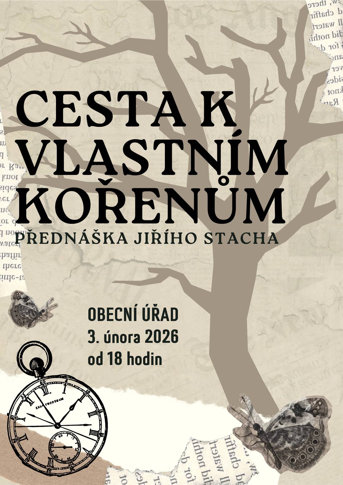V úterý 3.2.2026 od 18 hodin vás zveme na přednášku Jiřího Stacha "Cesta k vlastním kořenům", která volně navazuje na přednášku o sestavování rodokmenů.