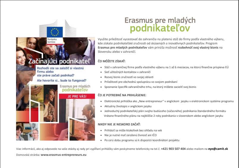 európsky program, ktorý poskytuje fondy novým a budúcim podnikateľom