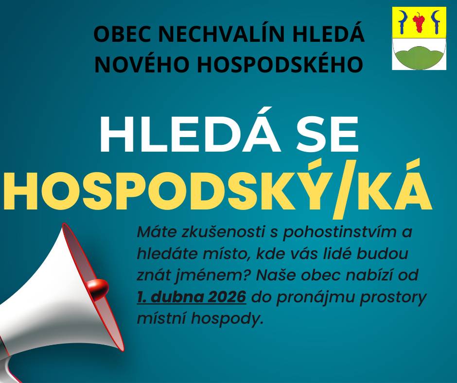 Obec Nechvalín nabízí do pronájmu prostory místní hospody od 1.4.2026.