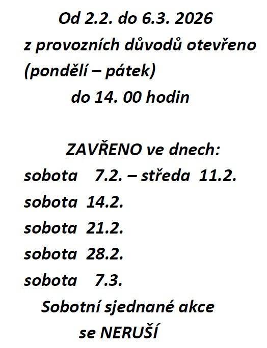 Restaurace Junior oznamuje změnu otevírací doby: