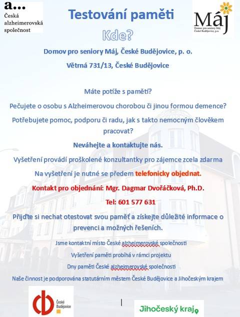 Nabízíme bezplatné testování paměti. Testování je zdarma a je nutné se předem objednat.