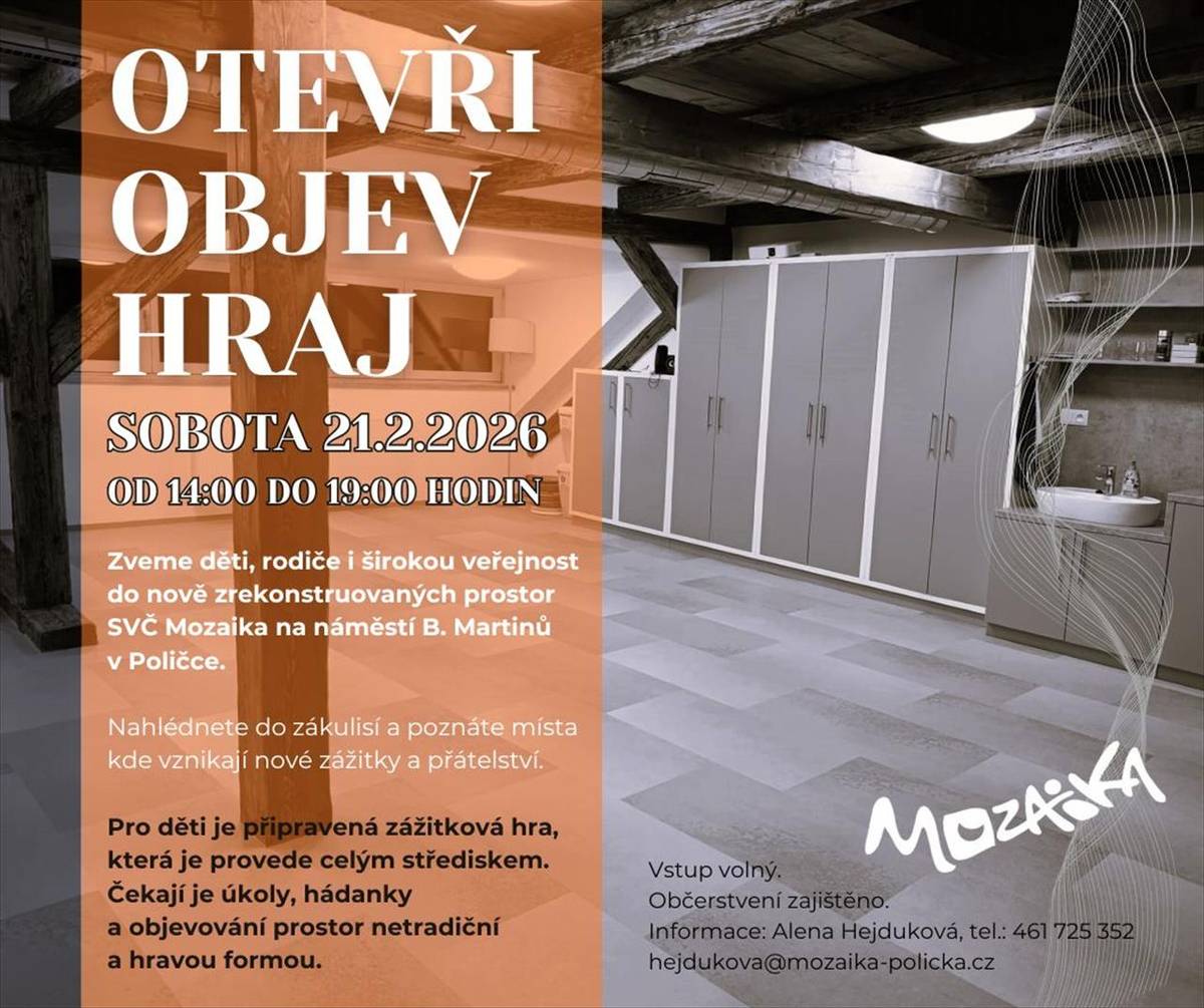 v sobotu 21. února od 14.00 do 19.00 hodin       (Kultura / SVČ Mozaika)