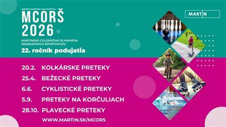 Aj v roku 2026 sa bude v Martine konať Martinská celoročná olympiáda rekreačných športovcov (MCORŠ). Prinášame vám prehľad termínov jednotlivých podujatí 22. ročníka.