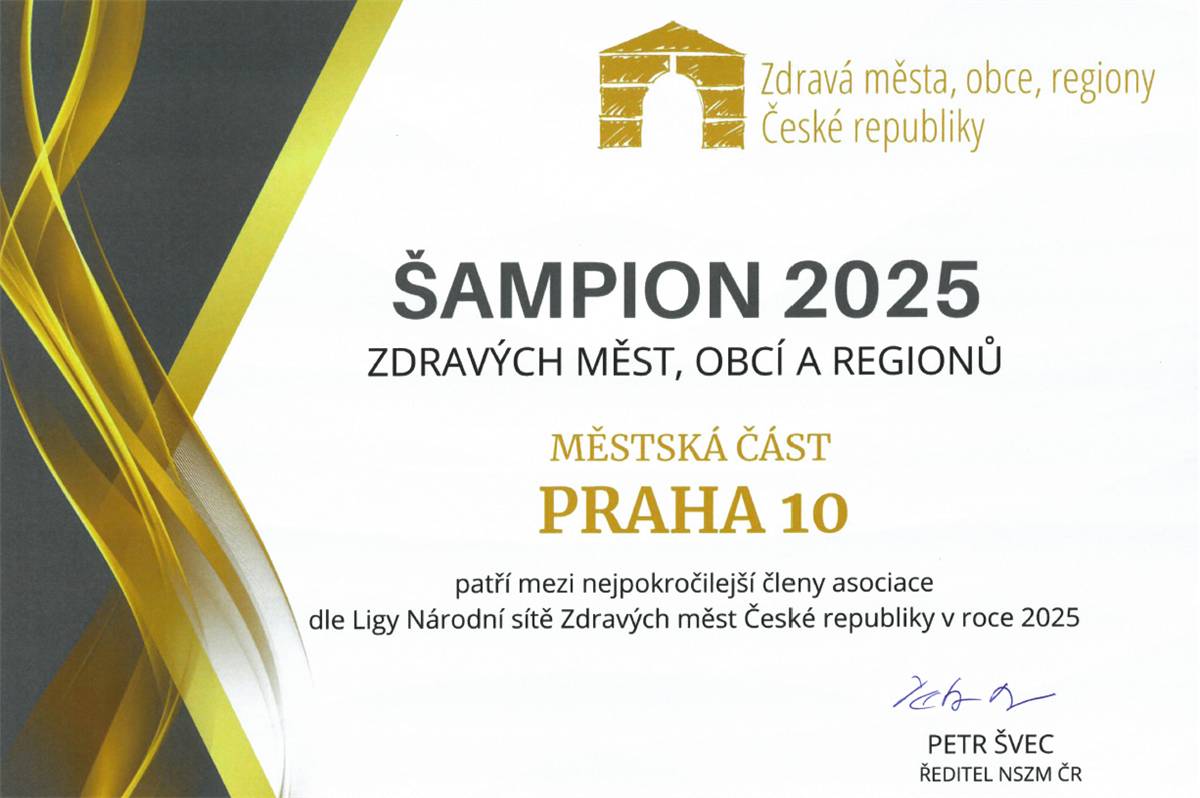 Městská část Praha 10 získala již popáté prestižní ocenění Šampion Zdravých měst, obcí a regionů. MČ Praha 10 tak opět potvrdila svou dlouhodobou pozici mezi lídry v oblasti udržitelného rozvoje, ...