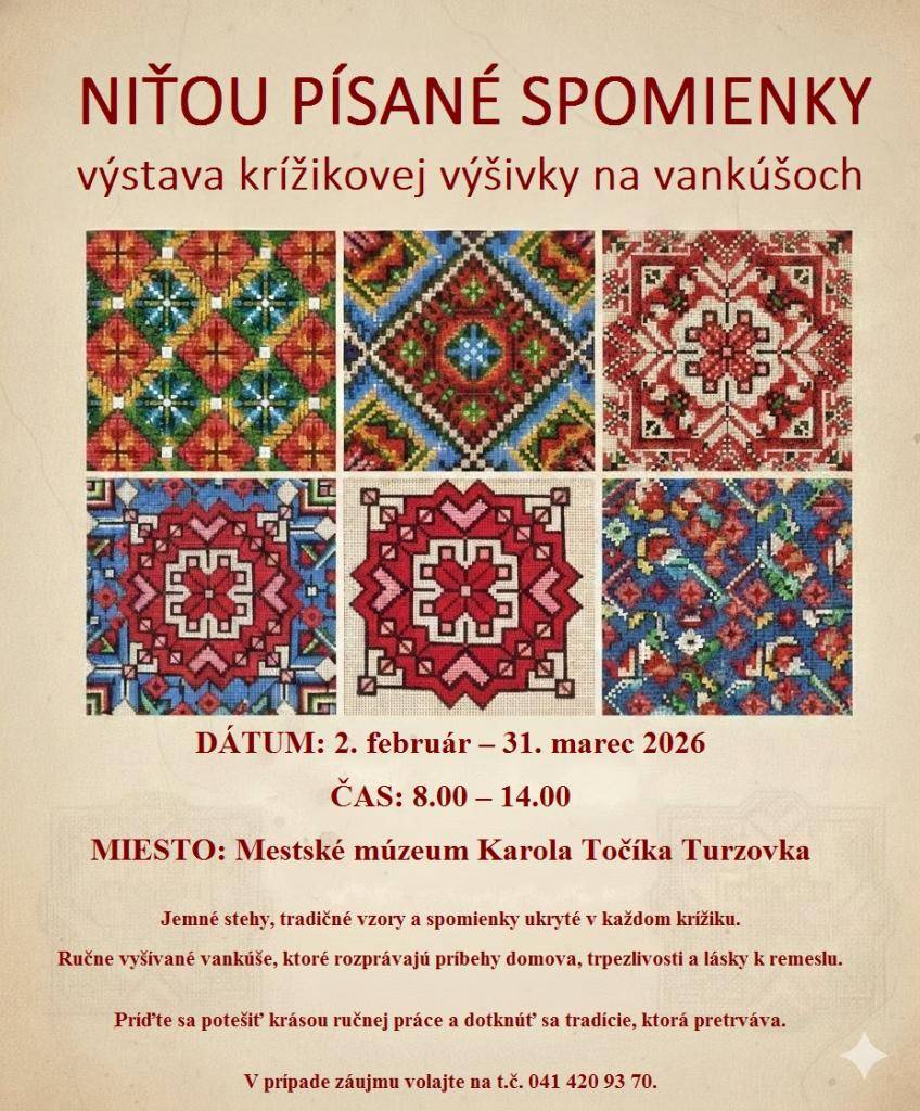 výstava krížikovej výšivky na vankúšoch