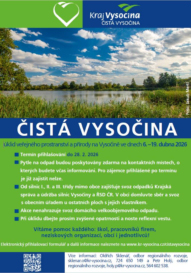 úklid veřejného prostranství a přírody na Vysočině ve dnech 6.-19.4.2026