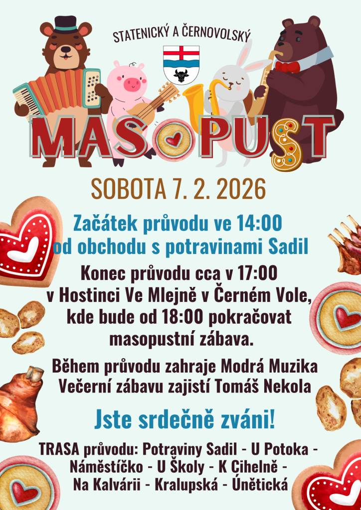 V únoru nás čeká Masopust a dětské maškarní.