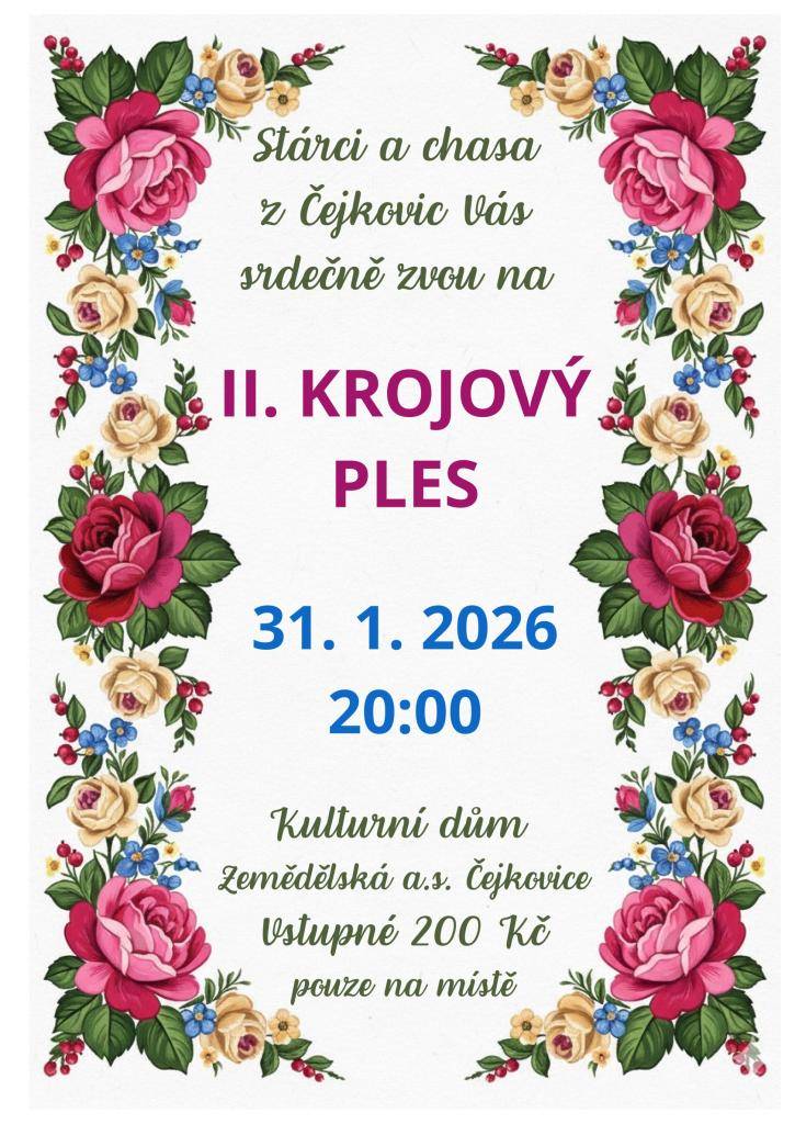 Kdy: sobota 31.1.2026 od 20:00  Kde: KD Zemědělské a.s. Čejkovice