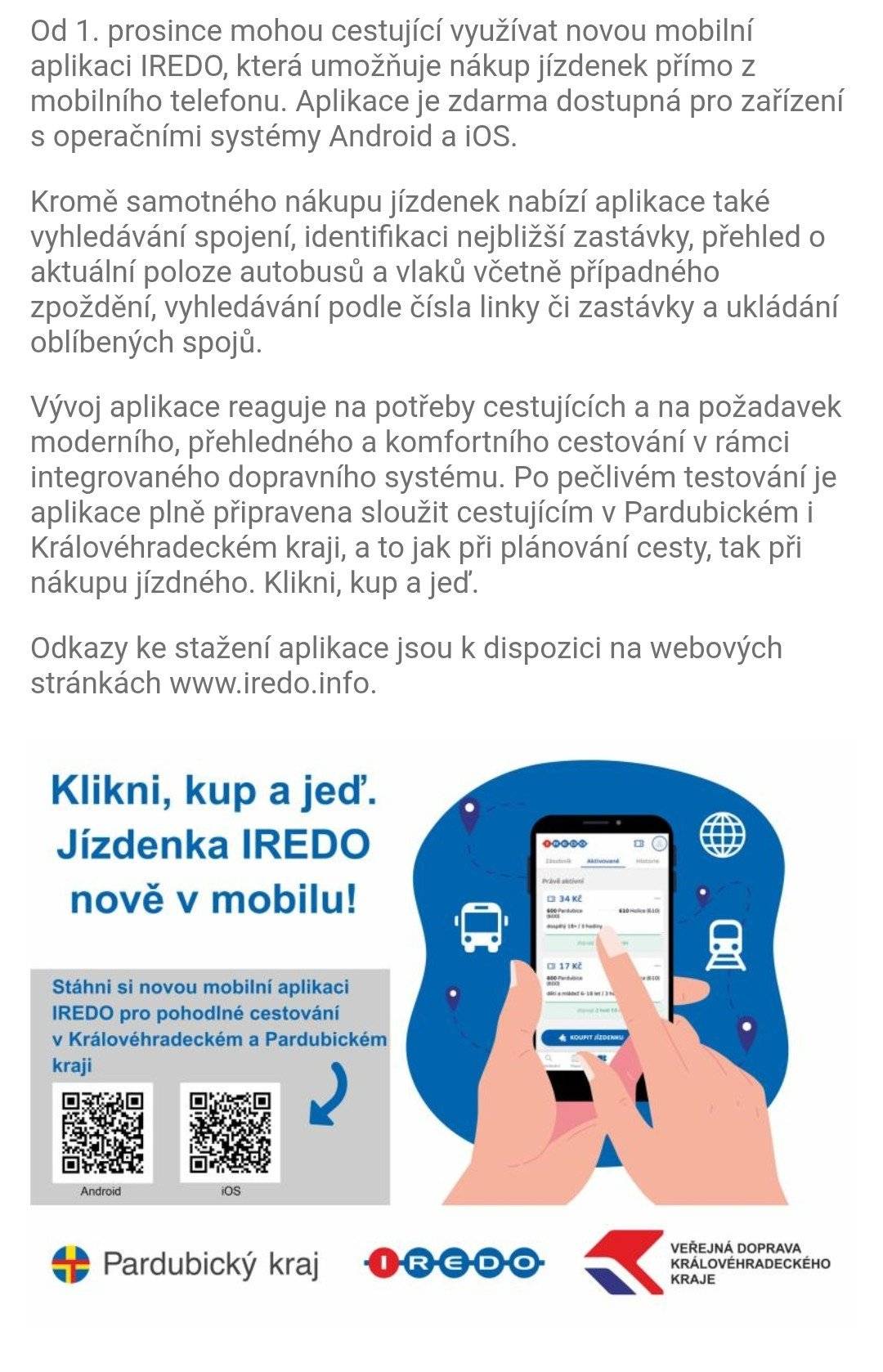 Nová mobilní aplikace IREDO