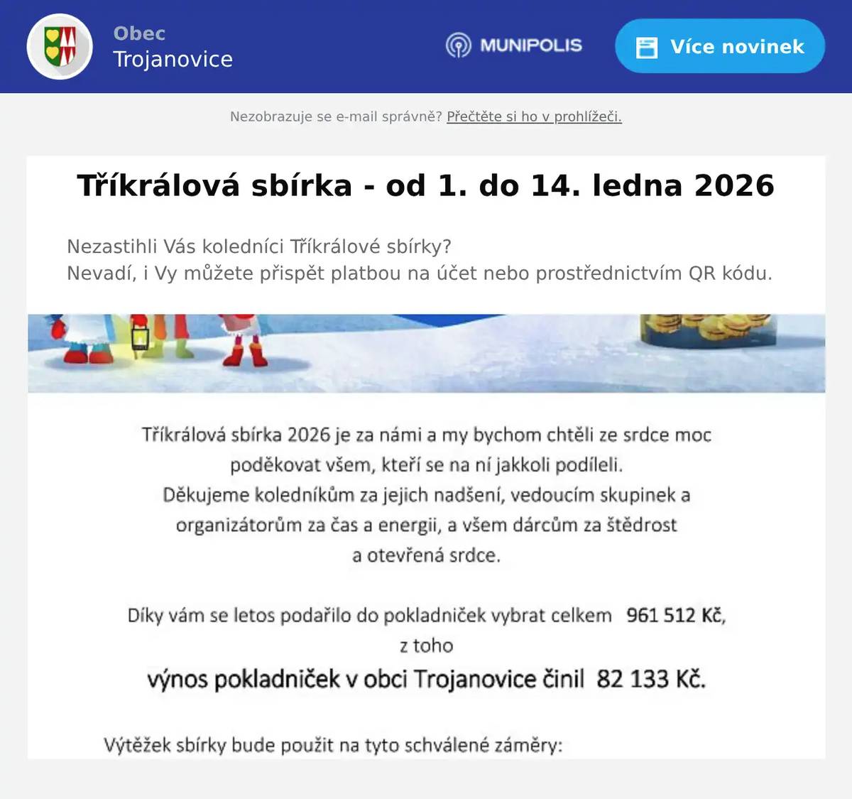 Nezastihli Vás koledníci Tříkrálové sbírky?Nevadí, i Vy můžete přispět platbou na účet nebo prostřednictvím QR kódu.
