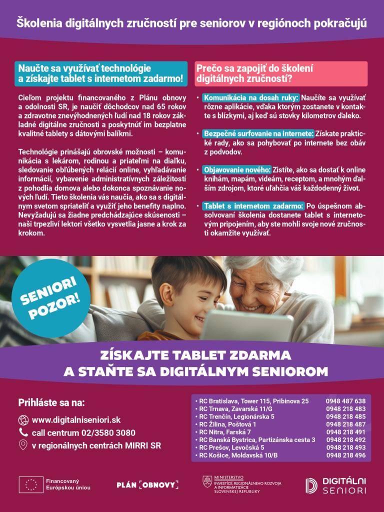 Získajte tablet zdarma a staňte sa digitálnym seniorom