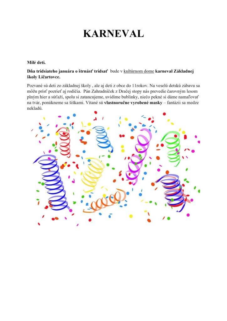 Karneval ZŠ Ličartovce