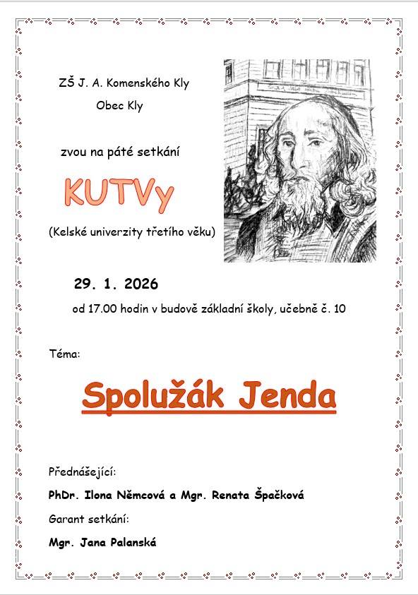 ZŠ Kly vás zve na setkání KUTVy 29.1.2026 od 17 hod.
