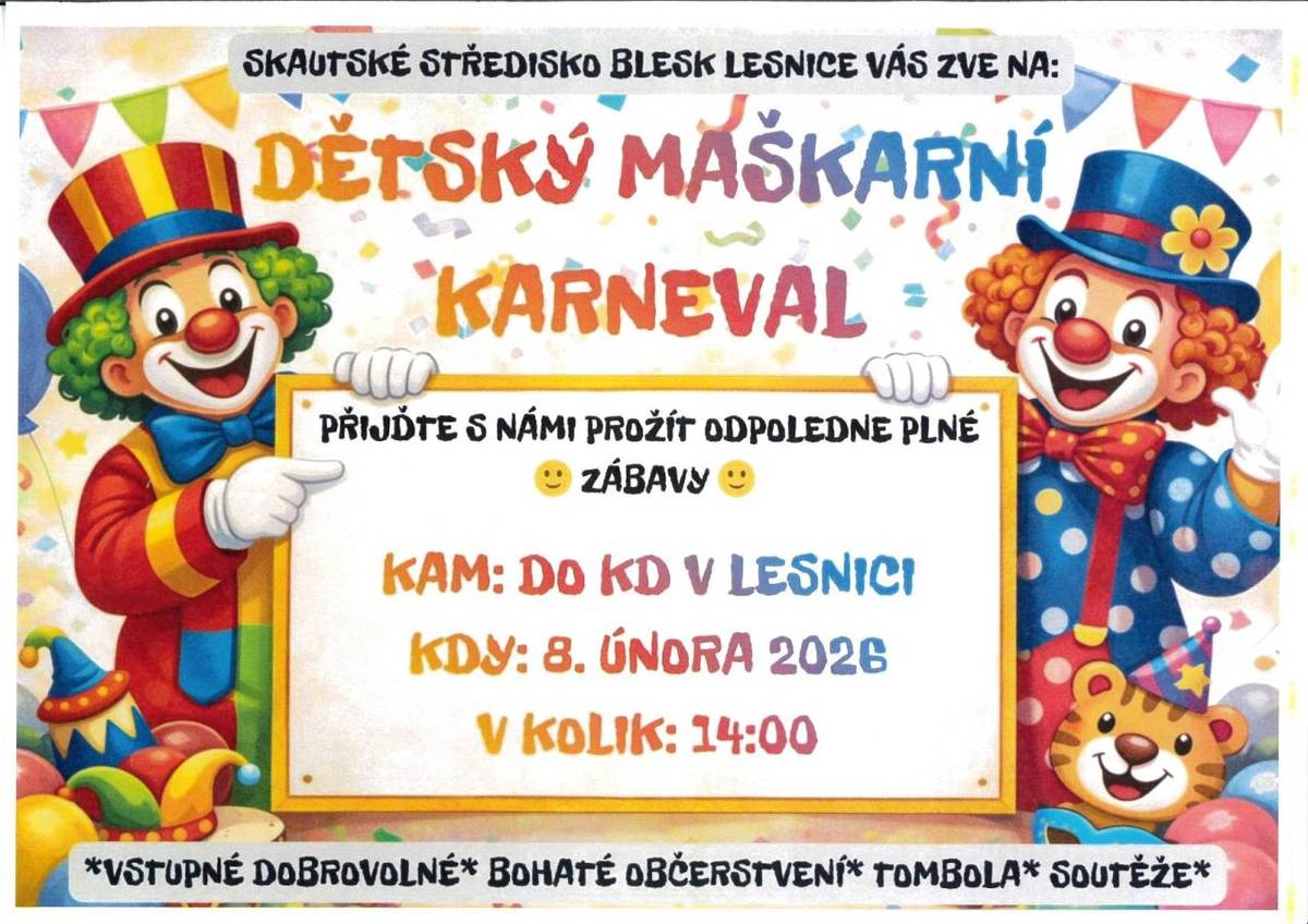 KD Lesnice 8.února 2026 od 14:00 hod.