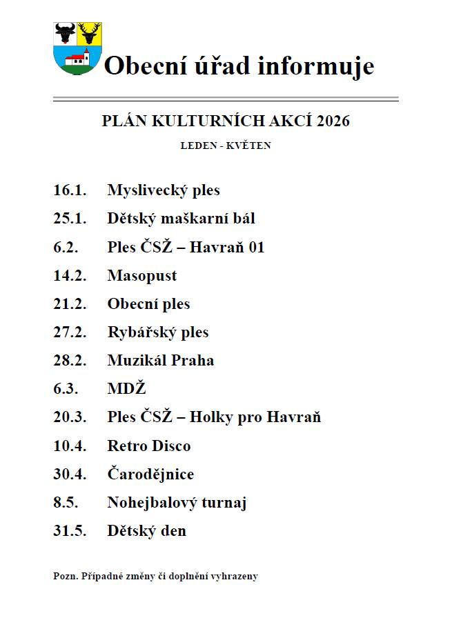 Vážení občané,  i letos se máme opravdu na co těšit.