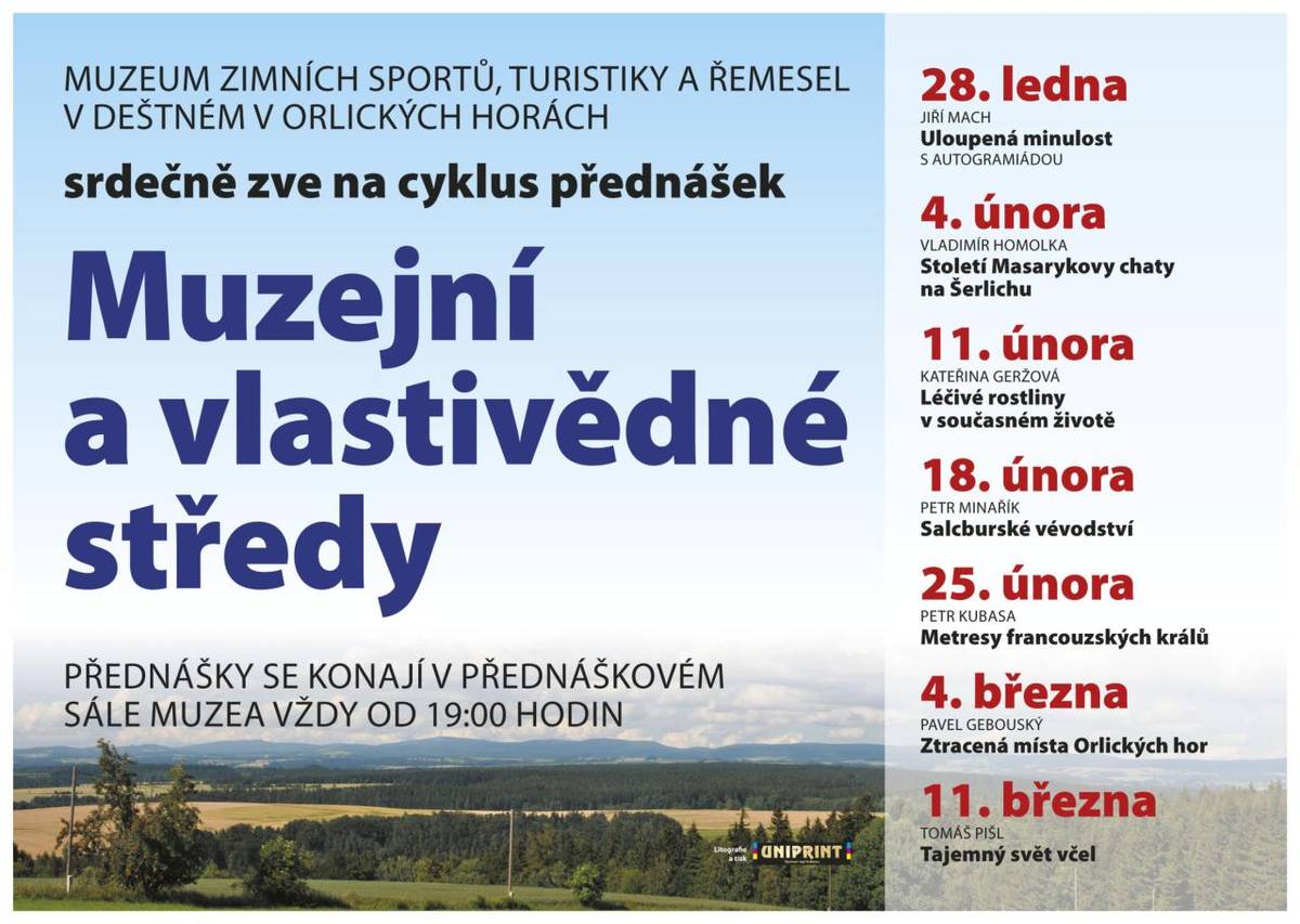 Cyklus přednášek, které se konají v přednáškovém sále muzea vždy od 19:00 hodin.