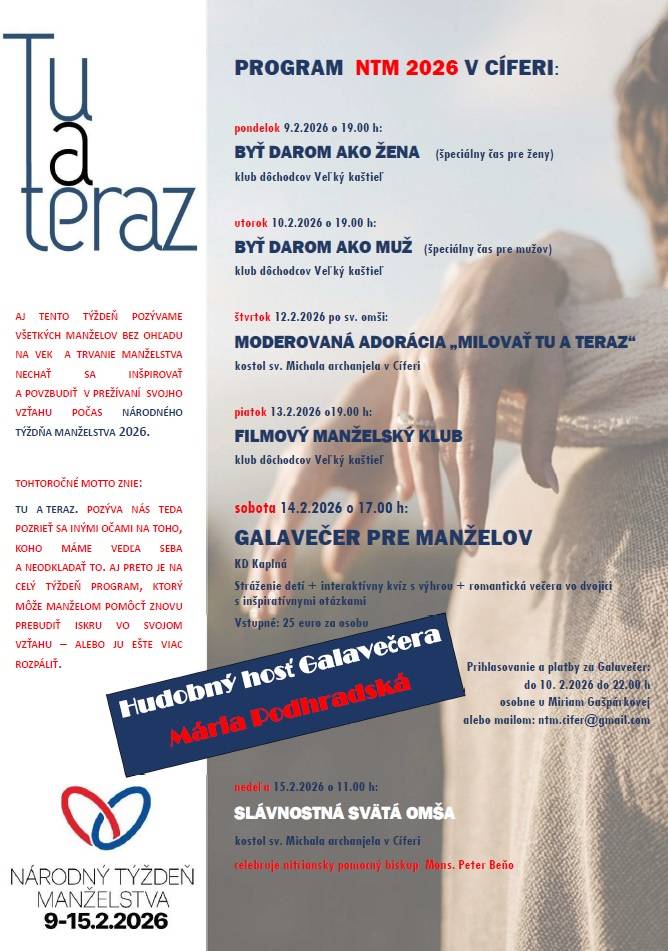 Drahí naši, po roku sa vám ozývame s radosťou znovu: aby sme prežili intenzívny čas posilnenia nášho manželstva – a aby sme k tomu s radosťou pozvali aj „kolegov“ z manželstiev okolo nás.