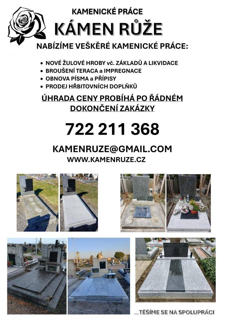 Kamenictví Kámen růže nabízí veškeré kamenické práce  více na www.kamenruze.cz  tel. 722 211 368