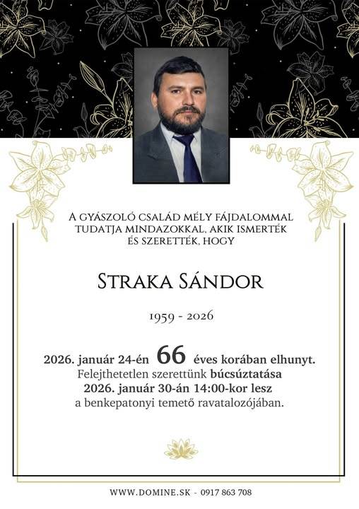 Gyászjelentés - Smútočný oznam