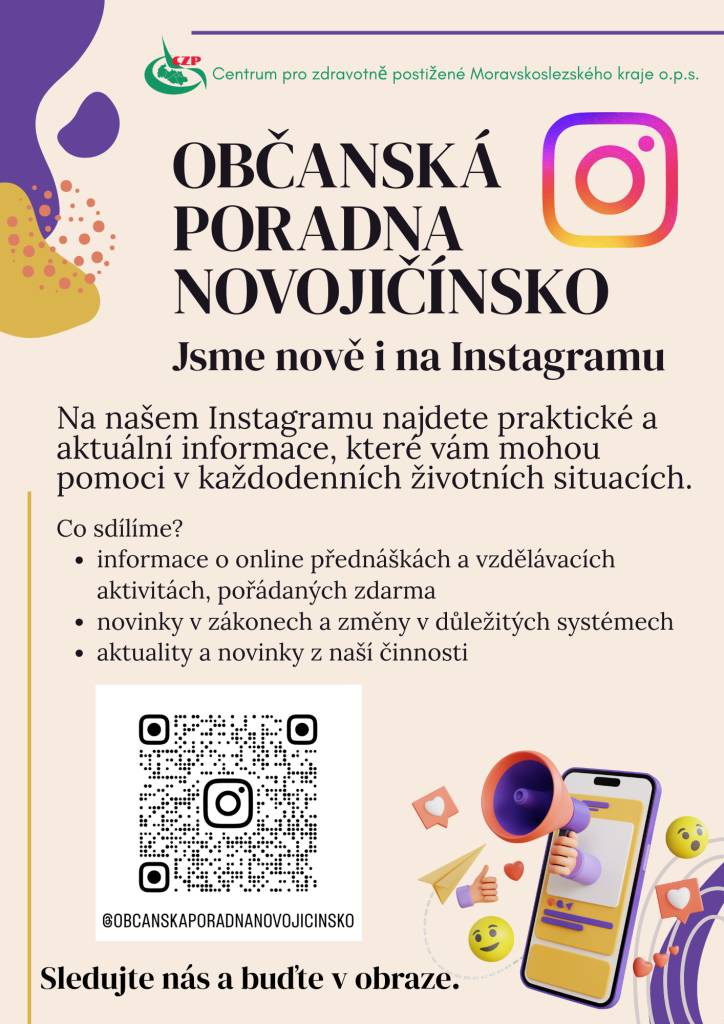 Centrum pro zdravotně postižené Moravskoslezského kraje o.p.s. je nově i na Instagramu. Na profilu můžete najít praktické informace a novinky, které usnadní vaši každodenní situaci.