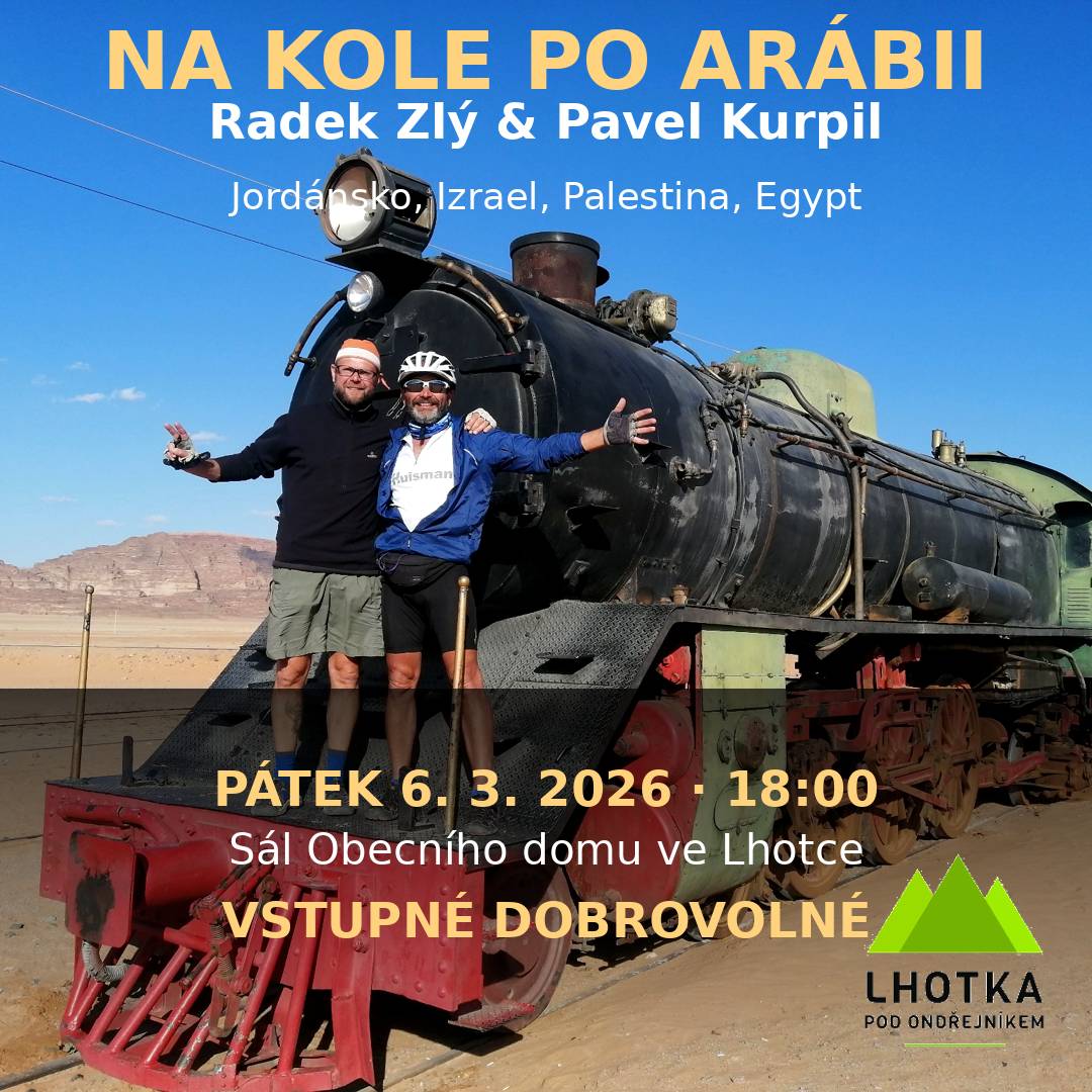 Na kole po Arábii - Jordánsko, Izrael, Palestína, Egypt pátek 6.3.2026 v 18.00 hod v sále Obecního domu