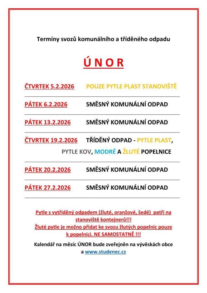 termíny svozů
