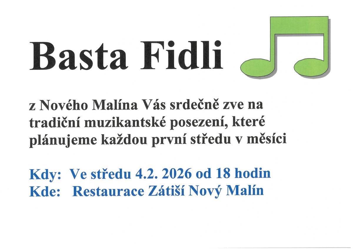 Basta Fidli každou první středu v měsíci v restauraci Zátiší Nový Malí