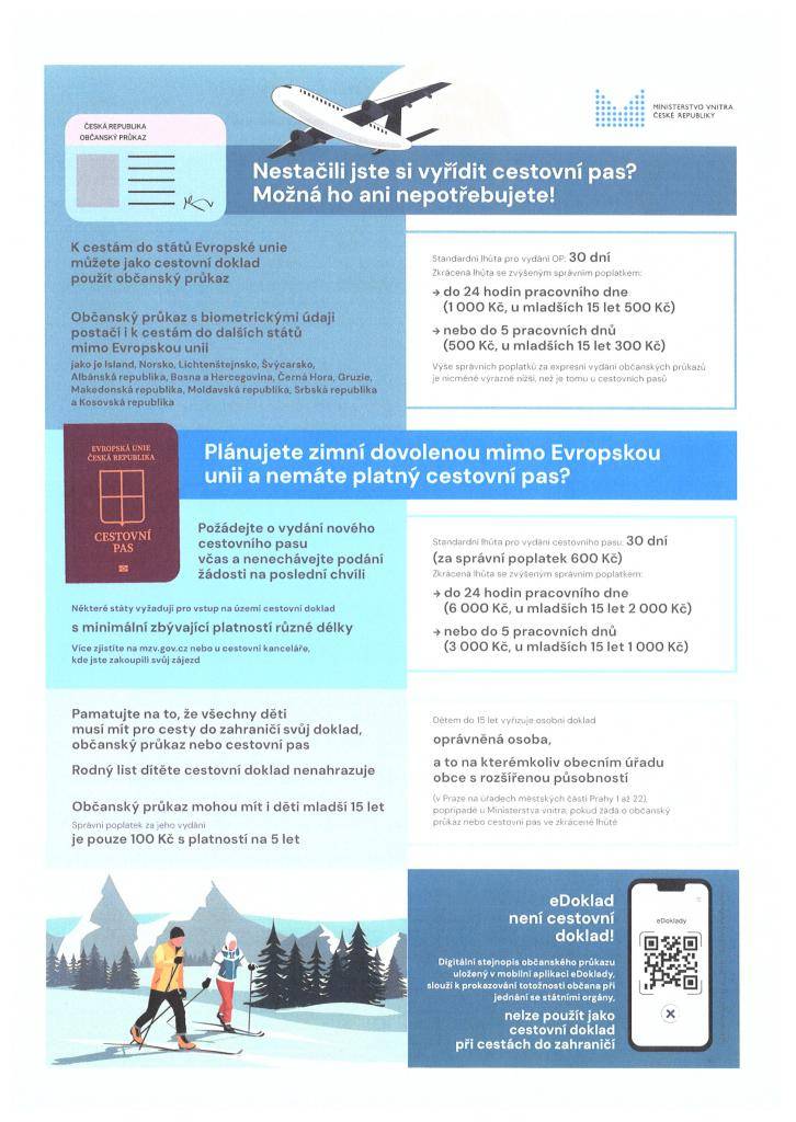 K cestám do států EÚ můžete jako cestovní doklad použít občanský průkaz.