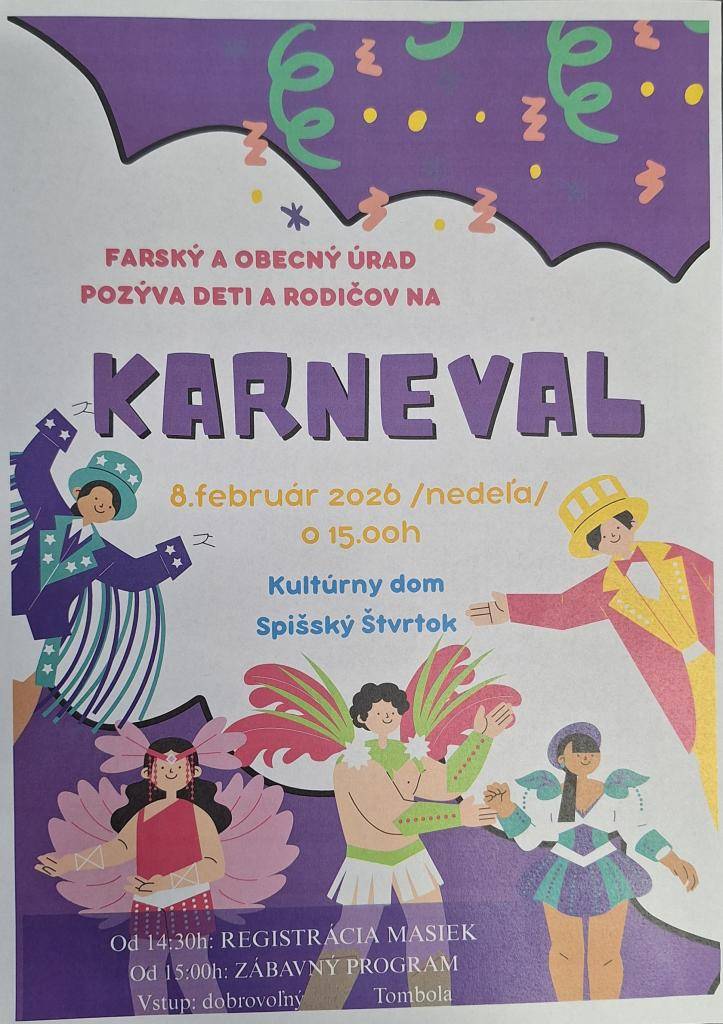 DETSKÝ KARNEVAL - 08.02.2026 o 15:00 hod.