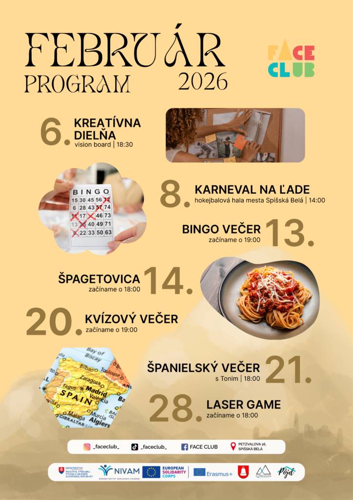 Február vo FACE CLUBE bude patriť tvorivosti, zábave a spoločným chvíľam v dobrej spoločnosti 💛Aj tento mesiac sme pre vás pripravili pestrý program, v ktorom si každý nájde niečo pre...