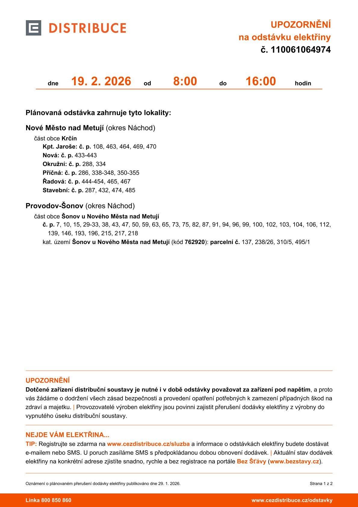 Vážení přátelé, přinášíme další lednové aktuality: 👉oznámení ČEZ o přerušení dodávky el. v některých částech naší obce 👉plán letošních kulturních akcí v naší obci 👉pozvánku na dětský karneval v Orelně 👉pozvánku na cestovatelskou přednášku o Nepálu v Orelně 👉pozvánky na besedy s herci v obecním hostinci v Šonově 👉pozvánky na akce v obci Pohoří A v pátek 30.1.2026 se opět otevírá obecní hostinec v Šonově s novým provozovatelem👍. Přejeme klidný konec ledna❄️. #obecprovodovsonov #aktuality