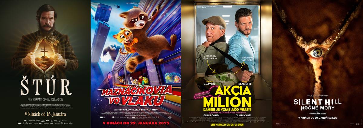 piatok 30. o 19:00 h ŠTÚR (ukážka) Na návšteve u strýka v Zemianskom Podhradí spozná Adela, jediná dcéra váženého šľachtica, neobyčajného muža – učenca, filozofa a básnika Ľudovíta Štúra. Ten otvorene vzdoruje spoločenským pomerom v Uhorsku a svojím upozorňovaním na politickú nespravodlivosť balansuje na hrane zákona. Dvadsaťročná Adela sa doňho vášnivo zamiluje a urobí všetko, aby ho mala nablízku – poskytne mu domov v kaštieli, platí mu hodiny filozofie a cez otcov vplyv mu pomôže do Uhorského snemu. Keď sa zdá, že jej plán vychádza, vypukne revolúcia a vír udalostí navždy zmení Európu aj ich osud. SVK, historická dráma, 111 min., originálna verzia, ⑫, strach, vstupné: 6 €; študenti a seniori 5 € (kúpiť vstupenky) nedeľa 1.2. o 15:00 h MAZNÁČIKOVIA VO VLAKU (ukážka) Keď vo vlaku zaznie núdzový alarm, cestujúci sú evakuovaní – no na palube nedobrovoľne zostane skupina domácich zvierat. Rýchlik sa zrazu rozbehne a stále zrýchľuje, pričom sa ukáže, že za únosom stojí pomstychtivý jazvec Hans s diabolským plánom. Hroziacu katastrofu sa rozhodne zastaviť odvážny a drzý medvedík čistotný Falcon, ktorý spustí záchrannú misiu. Po boku mu stojí pes Rex, hyperaktívny čivava Randy, ocelot Maguy, aristokratický chrt Viktor, mrzutá mačka Kibble a papagáje Coco a Judy. USA, dobrodružná animovaná komédia, 100 min., slovenský dabing, ⑦, strach, vstupné: 6 €; deti, študenti a seniori 5 € (kúpiť vstupenky) nedeľa 1.2. o 17:00 h AKCIA MILIÓN (ukážka) Stan v návale hnevu ukradne z firemného trezoru milión eur – a vzápätí zistí, že bol povýšený. Má jednu jedinú noc, aby peniaze vrátil skôr, než sa na všetko príde. Pomáha mu zámočník Hippolyte, ktorý má k morálke ďaleko, ale na problémy má talent. Francúzska komédia o tom, čo všetko dokáže pokaziť jeden ukradnutý kufor a jedna poriadne dlhá noc v Paríži. FRA, BEL, komédia, 88 min., český dabing, ⑫, násilie, strach, vstupné: 6 €; študenti a seniori 5 € (kúpiť vstupenky) nedeľa 1.2. o 18:30 h SILENT HILL: NOČNÉ MORY (ukážka) James po záhadnom liste od svojej stratenej lásky Mary odchádza do Silent Hillu – kedysi známeho mestečka, dnes prázdneho a zahaleného hmlou, popolom a temnotou. Cez zapečatený tunel sa do mesta dostane pešo a začína sa jeho zostup do postapokalyptického pekla aj labyrintu vlastnej mysle. Pri hľadaní Mary čelí desivým príšerám a postupne odhaľuje hrôzostrašnú pravdu, ktorá ho tlačí na hranicu príčetnosti. Film nadväzuje na druhý diel slávnej hry a prinesie aj ikonické stvorenia ako Armless či Pyramid Head.A USA, UK, FRA, GER, horor, 106 min., české titulky, ⑮, násilie, strach, vstupné: 6 €; študenti a seniori 5 € (kúpiť vstupenky)