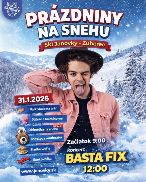 V sobotu 31. januára 2026 od 9.00 hod. vás pozývame na Prázdniny na snehu v stredisku Ski Janovky Zuberec.