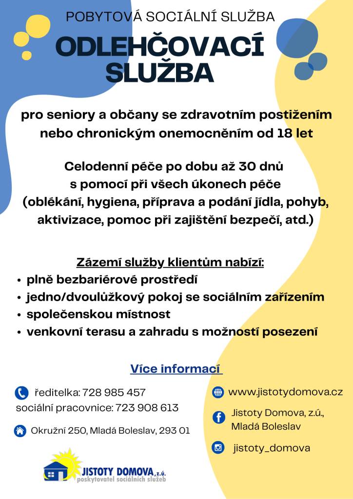 Ve službě je zajištěna 24h sociální péče. Užití služby je možné po dobu 30 dní, v celém roce celkem maximálně 180 dní.